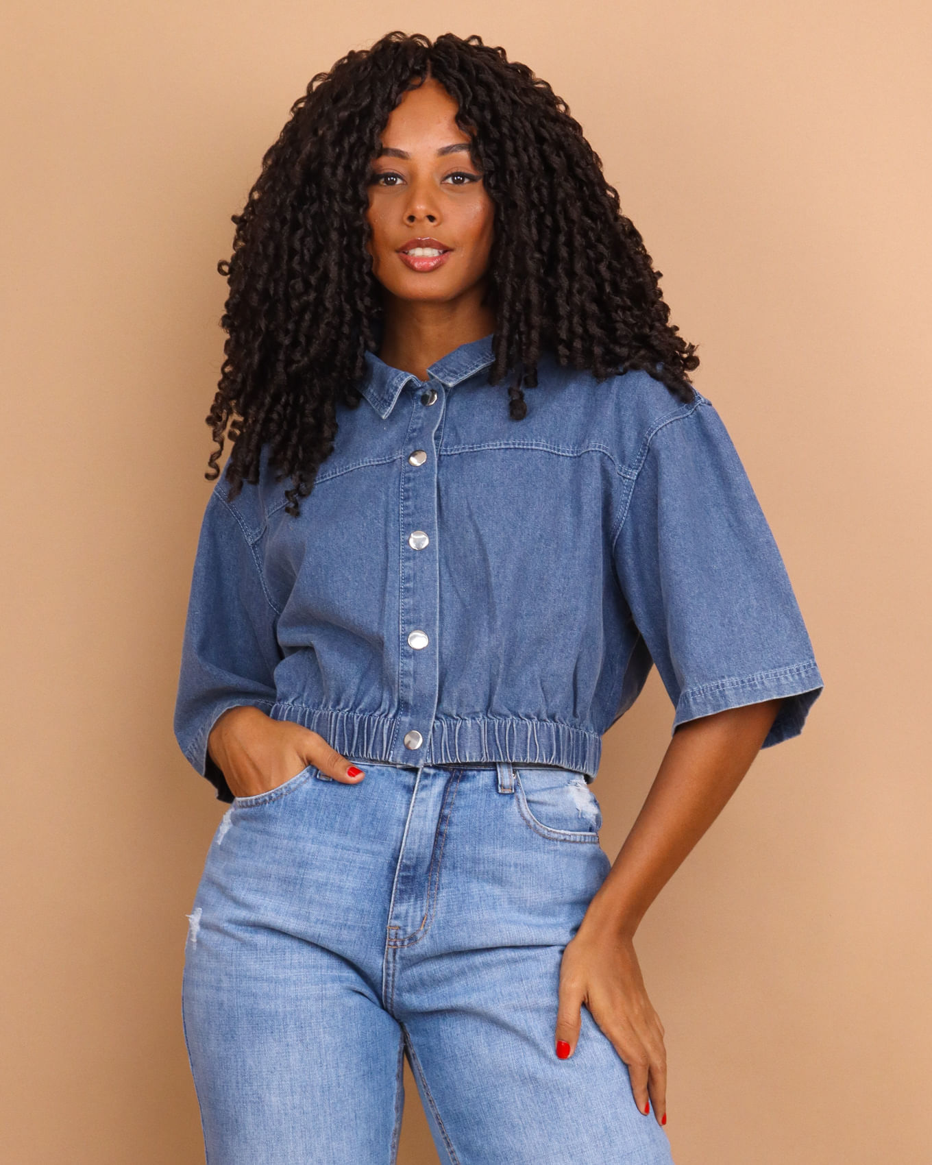 Camisa best sale jeans cropped