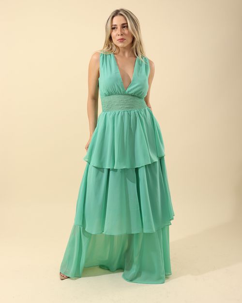 VESTIDO LONGO LISO BORDADO 25-005