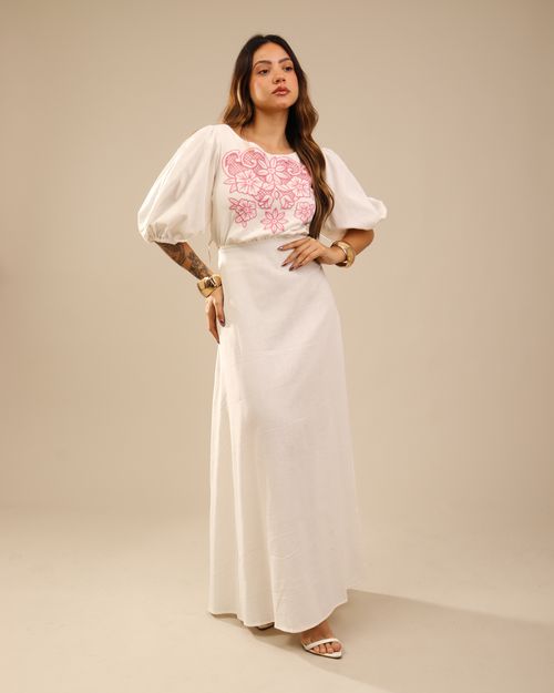 VESTIDO LINHO FRENTE BORDADO 27-661