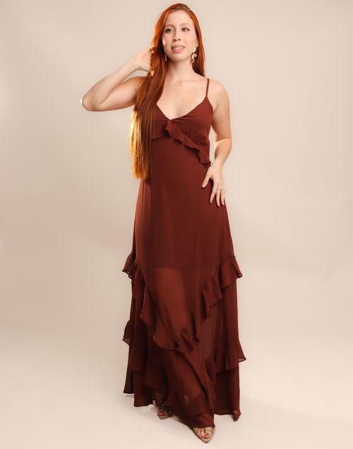 VESTIDO LONGO BABADOS 25-503