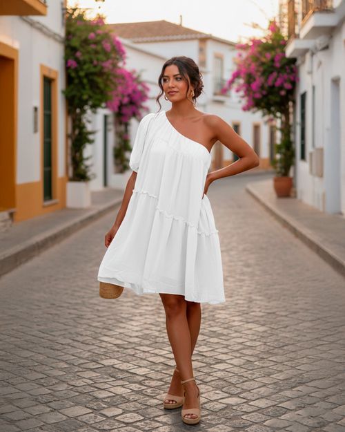 VESTIDO CURTO UM OMBRO C/C 11-33057