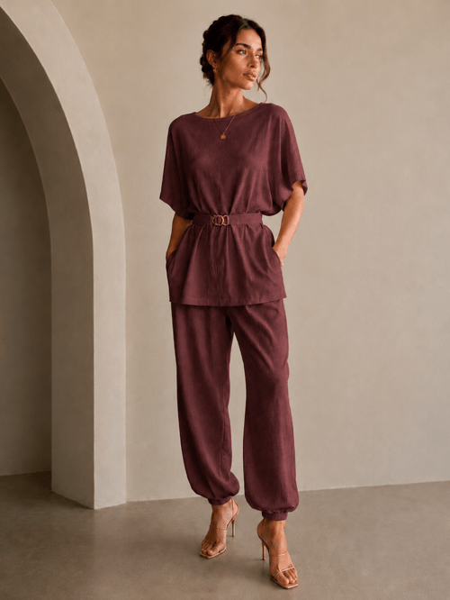 CONJUNTO TRICOT BLUSA ALONGADA C\ CINTO